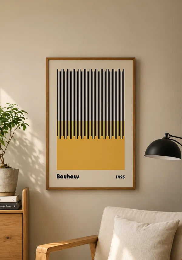Quadro Bauhaus Retangulo Amarelo Vintage