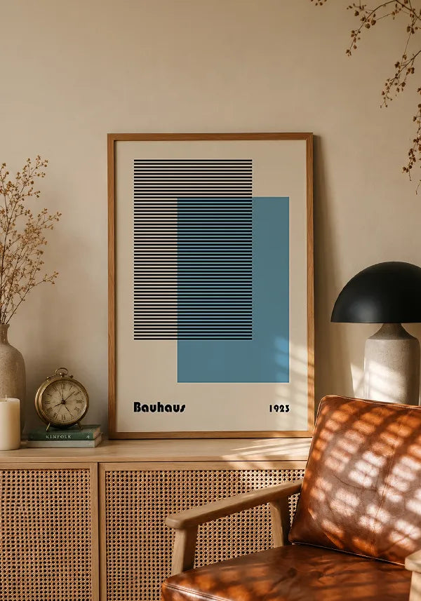 Quadro Bauhaus Retangulo Azul Vintage