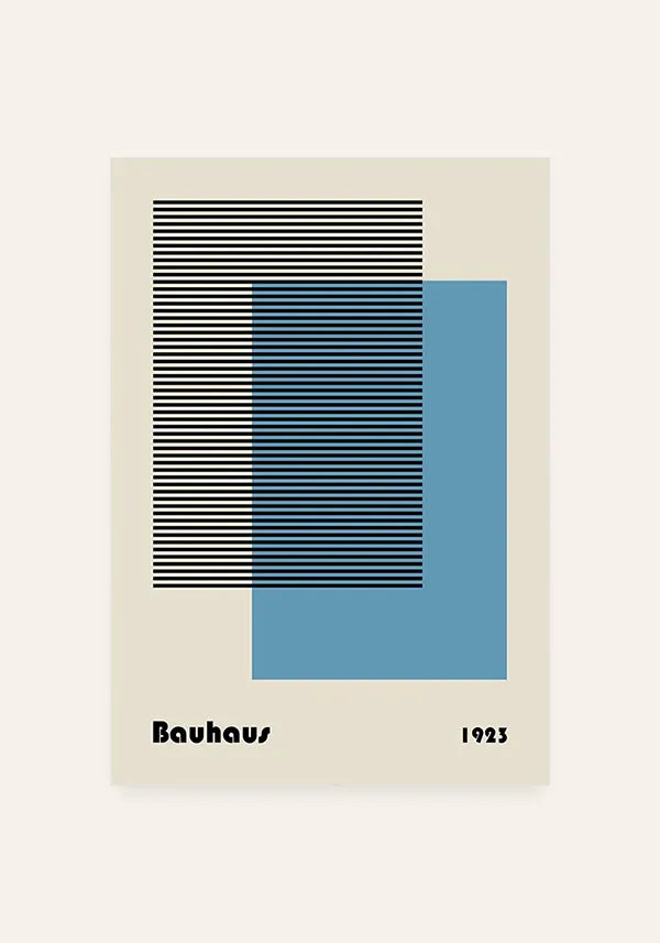 Quadro Bauhaus Retangulo Azul Vintage