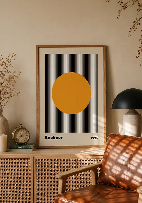 Quadro Bauhaus Circulo Amarelo Vintage