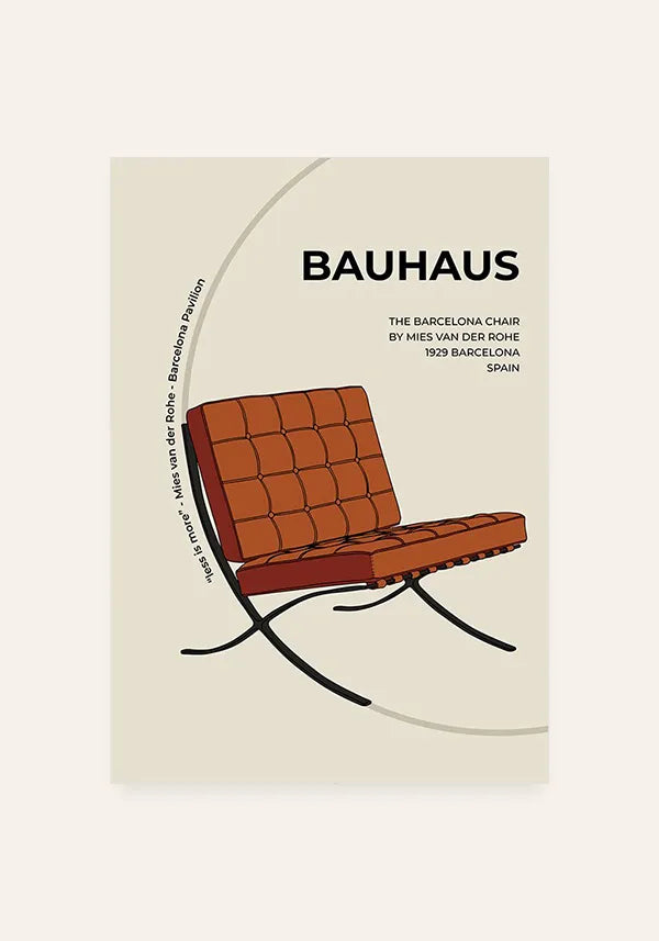 Quadro Decorativo Bauhaus Barcelona Chair Marrom I