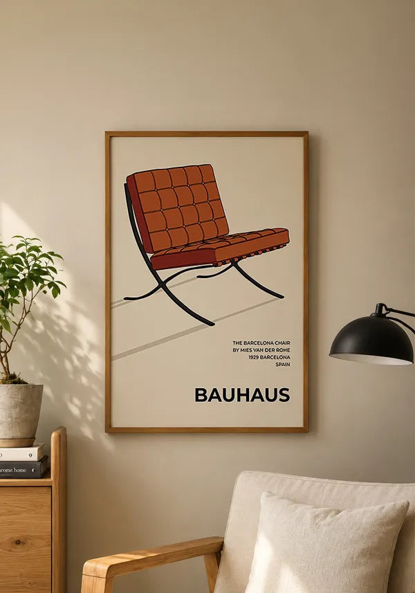 Quadro Decorativo Bauhaus Barcelona Chair Marrom II