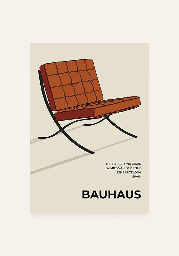 Quadro Decorativo Bauhaus Barcelona Chair Marrom II