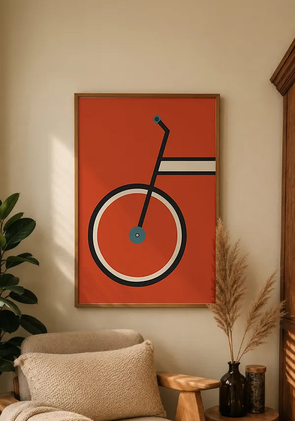 Quadro Bauhaus - Bike Minimalista Vermelha