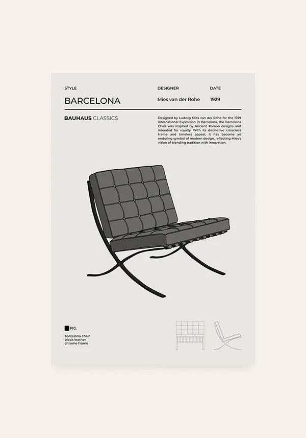 Quadro Bauhaus Cadeira Barcelona Ilustração
