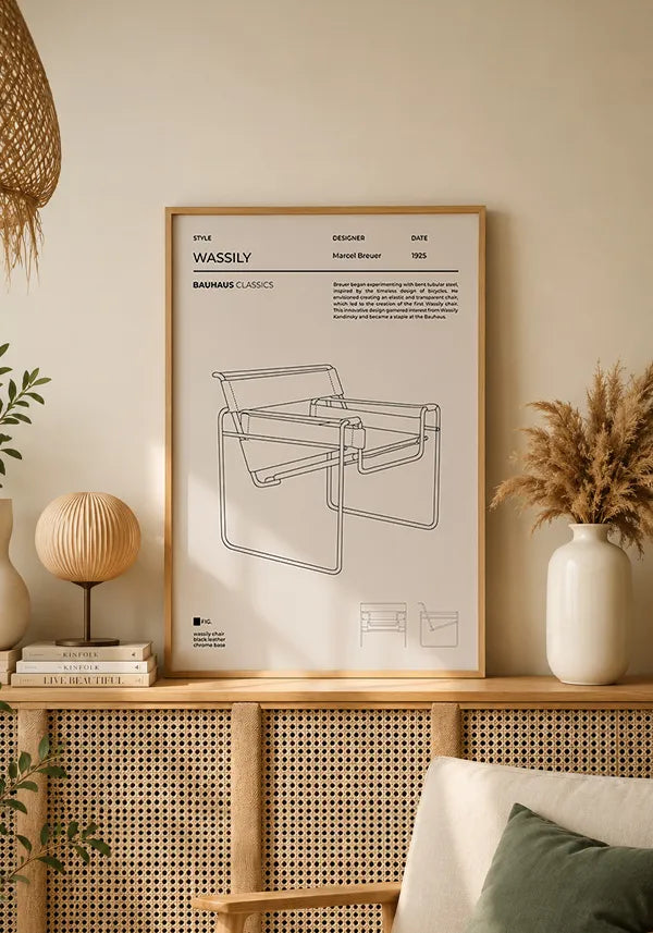 Quadro Bauhaus Cadeira Wassily Ilustração Minimalista