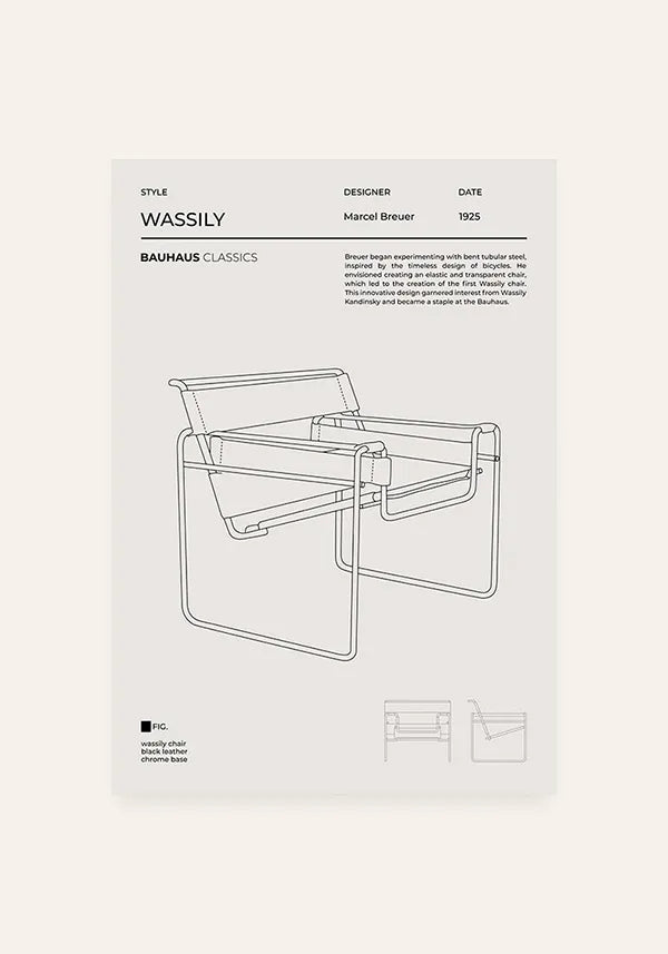 Quadro Bauhaus Cadeira Wassily Ilustração Minimalista