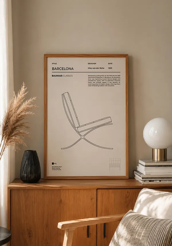 Quadro Bauhaus Cadeira Barcelona Ilustração Minimalista