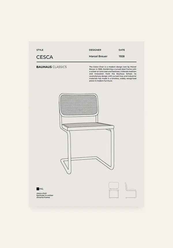 Quadro Bauhaus Cadeira Cesca Ilustração