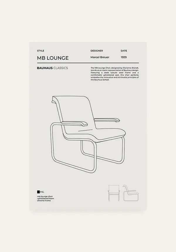 Quadro Bauhaus Cadeira MB Lounge Ilustração