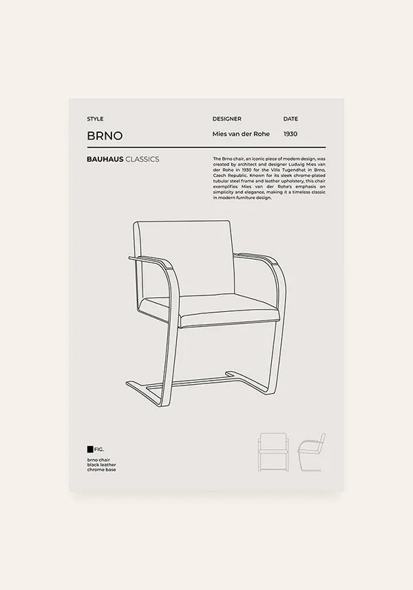 Quadro Bauhaus Cadeira BRNO Ilustração