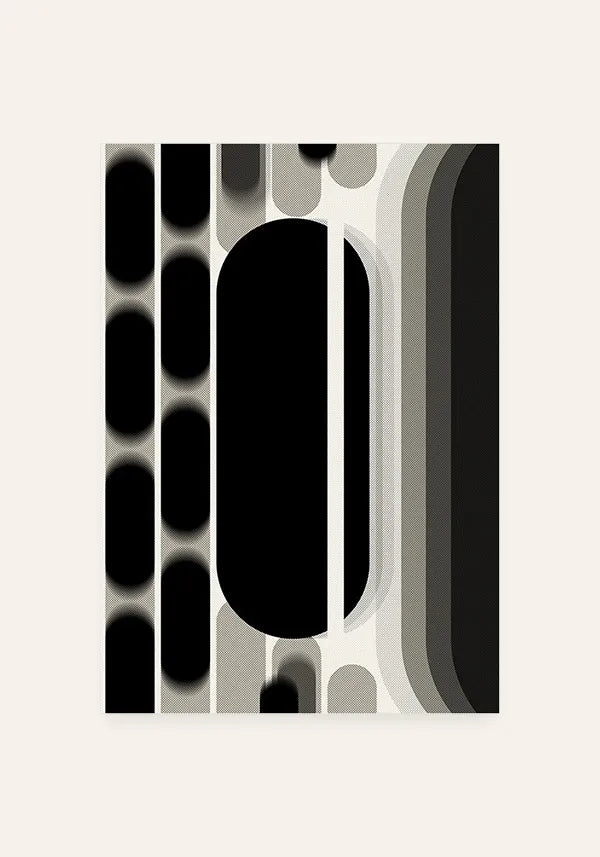 Quadro Abstrato Formas em Preto e Branco Retro I