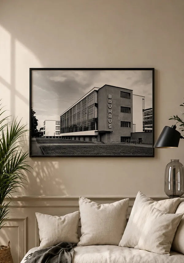 Quadro Bauhaus Escola Modernista Preto e Branco Horizontal