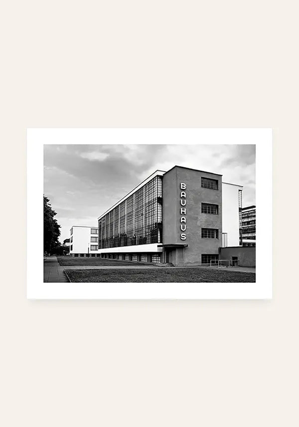 Quadro Bauhaus Escola Modernista Preto e Branco Horizontal com Borda