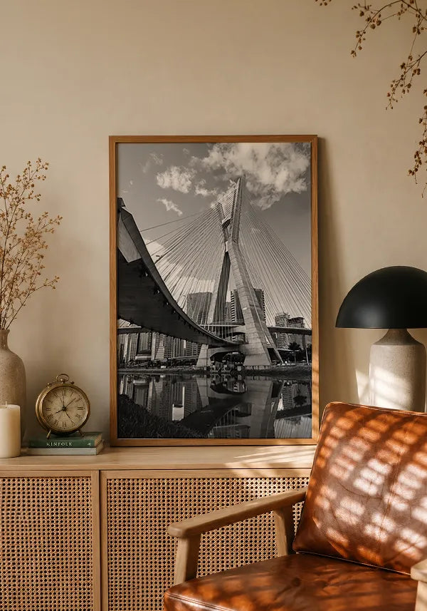 Quadro São Paulo Ponte Estaiada Preto e Branco