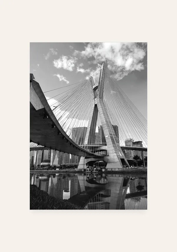 Quadro São Paulo Ponte Estaiada Preto e Branco