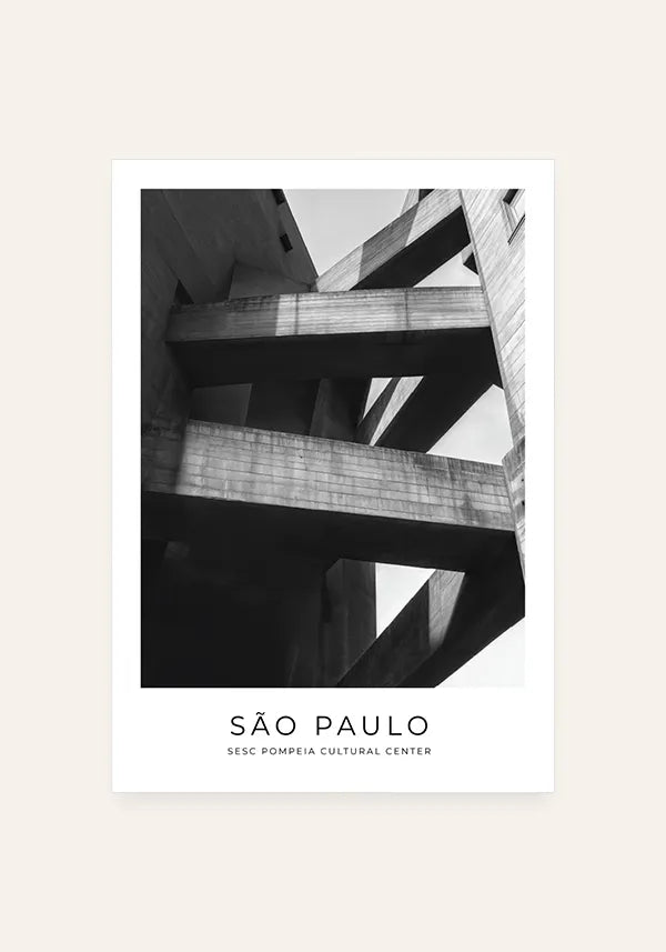 Quadro São Paulo Sesc Pompéia Preto e Branco
