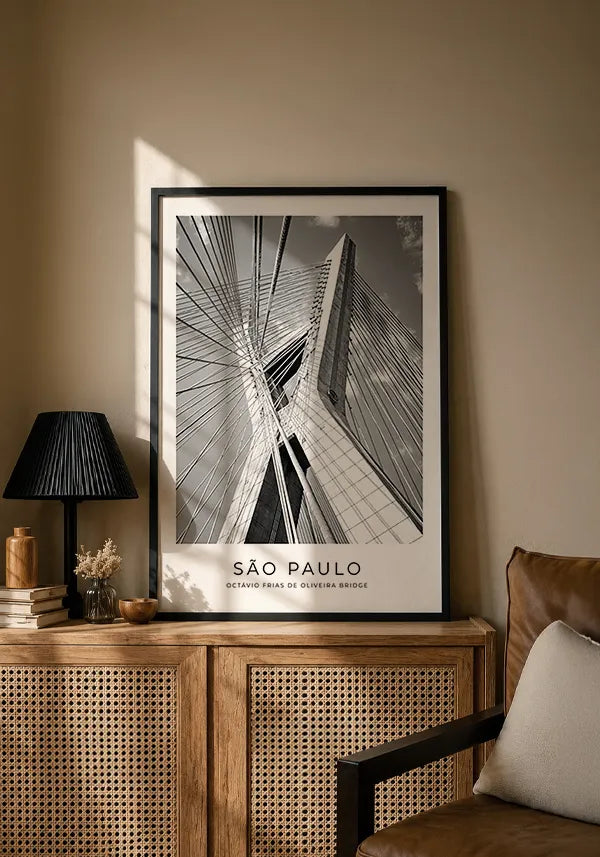 Quadro Ponte Estaiada em Preto e Branco