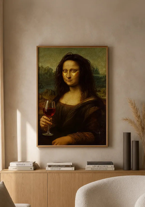 Quadro Monalisa Bebendo Vinho