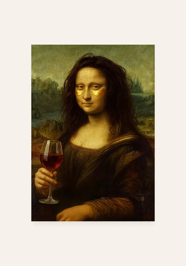 Quadro Monalisa Bebendo Vinho