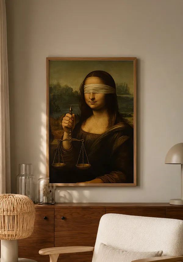 Quadro Monalisa com Balança da Justiça