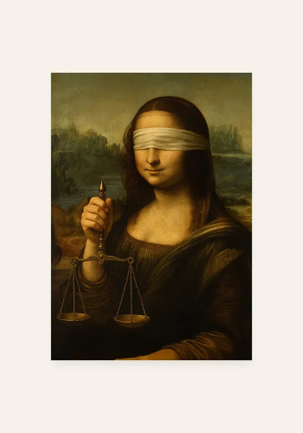 Quadro Monalisa com Balança da Justiça