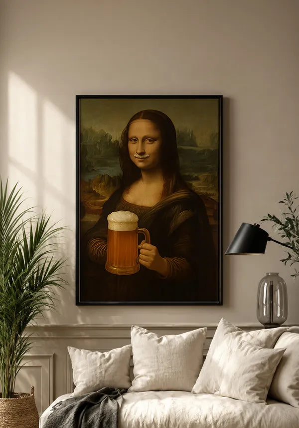 Quadro Monalisa tomando Cerveja