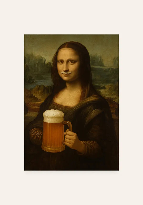 Quadro Monalisa tomando Cerveja