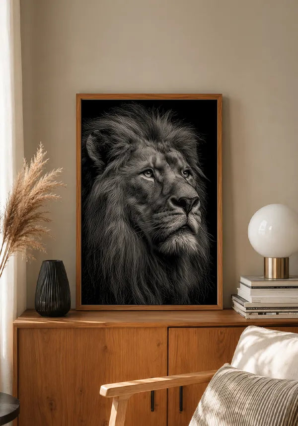 Quadro Leão Fundo Preto