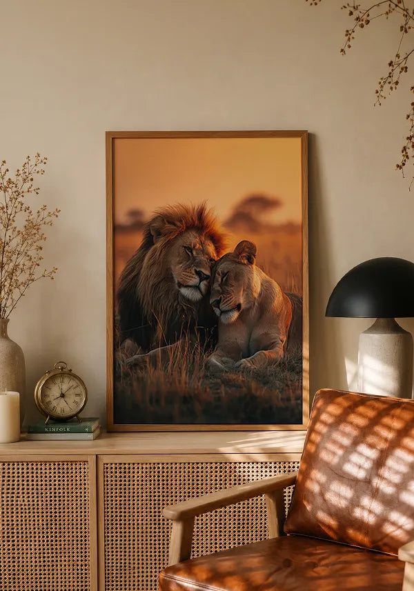 Quadro Leão e Leoa
