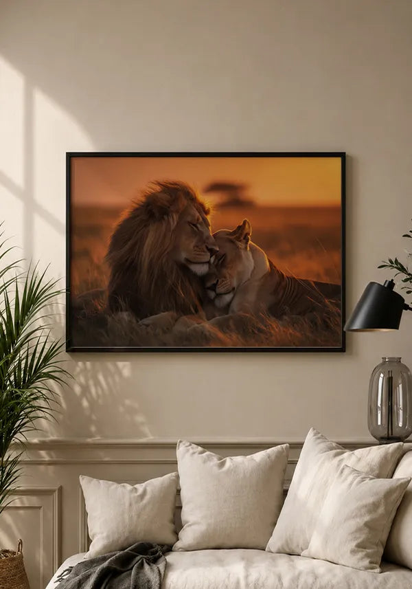 Quadro Leão e Leoa Horizontal