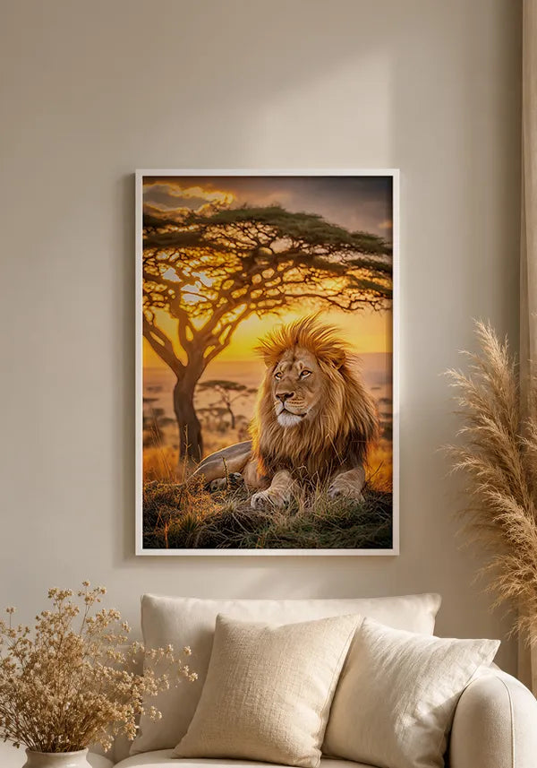 Quadro Leão na Savana