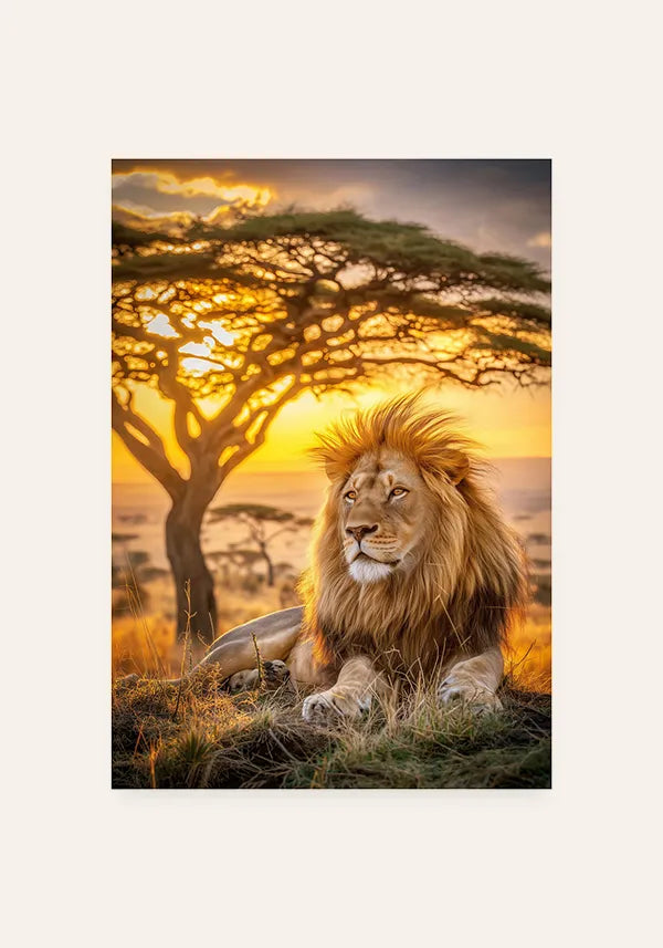 Quadro Leão na Savana