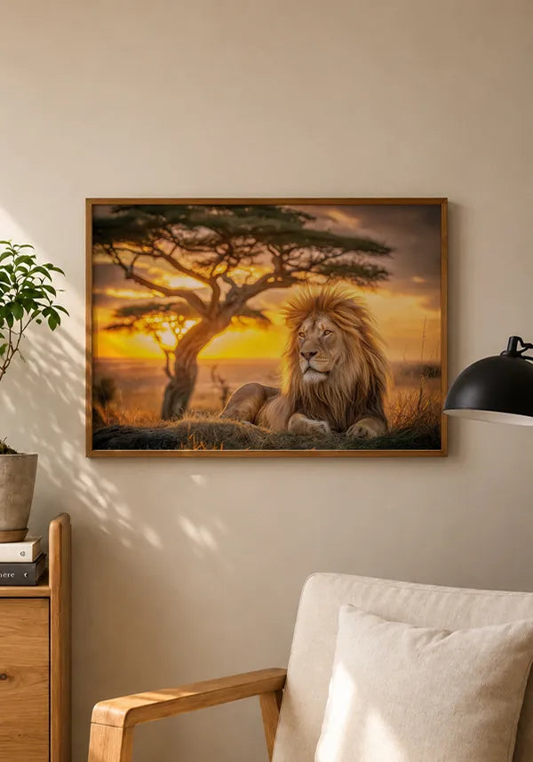 Quadro Leão na Savana Horizontal