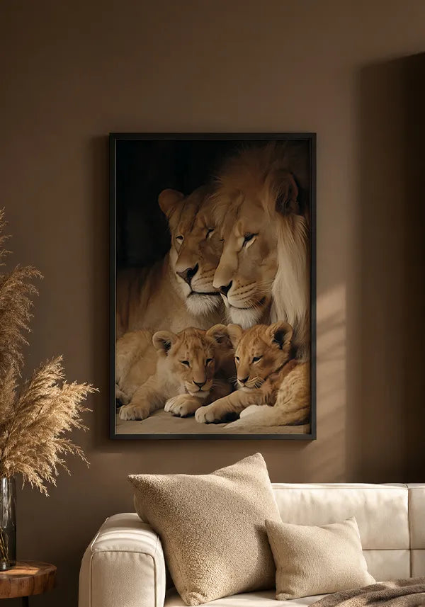 Quadro Família Leão 2 Filhotes