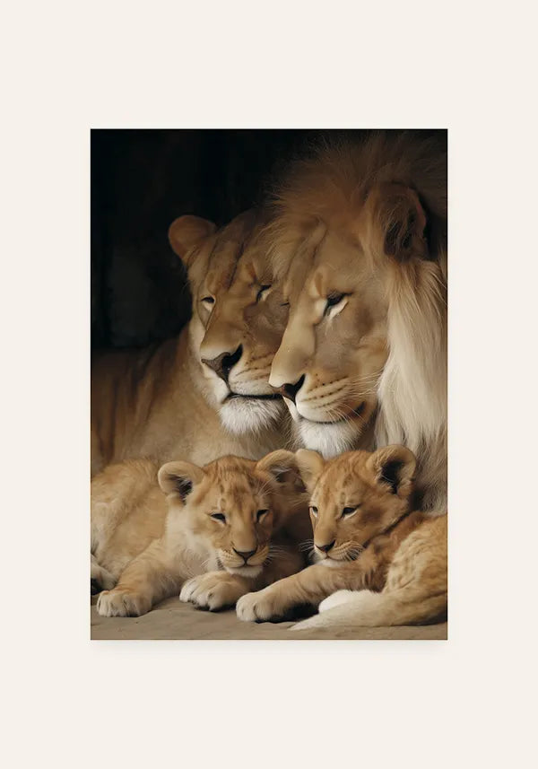 Quadro Família Leão 2 Filhotes