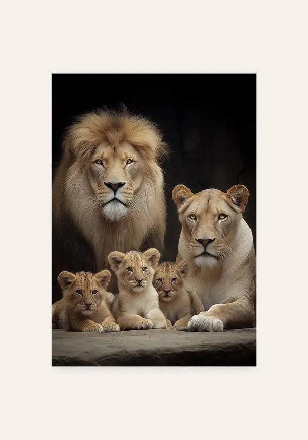 Quadro Família Leão 3 Filhotes