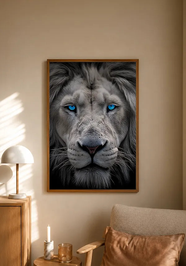 Quadro Leão Olho Azul