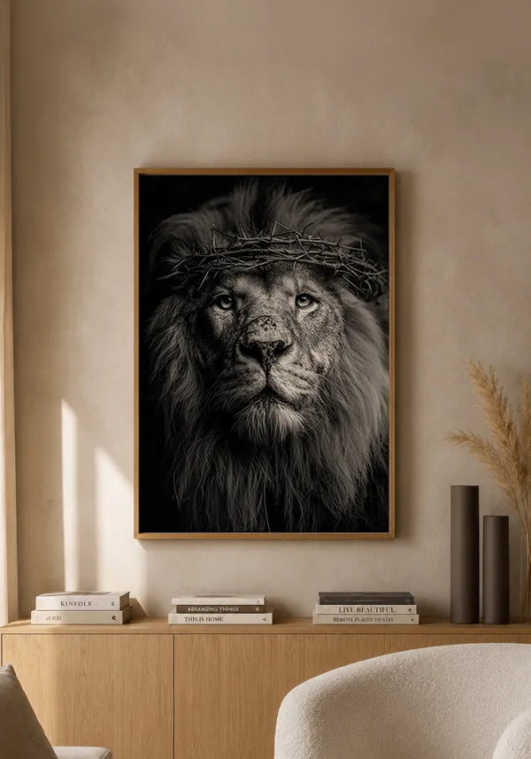 Quadro Leão de Judá Preto e Branco