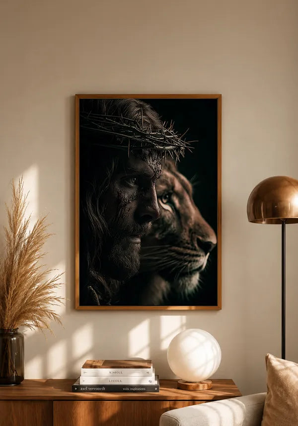 Quadro Leão de Judá e Jesus