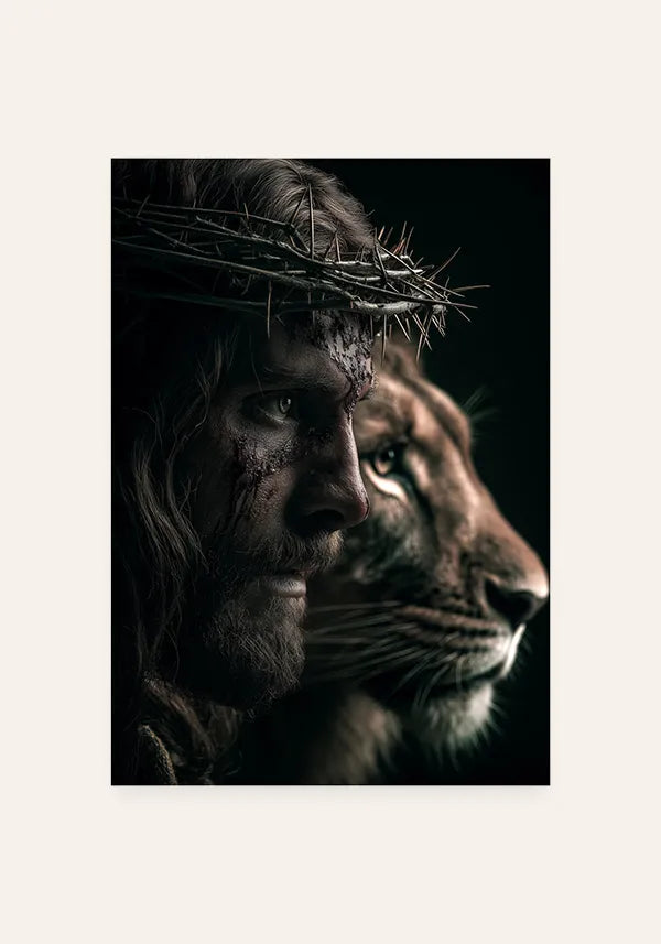 Quadro Leão de Judá e Jesus
