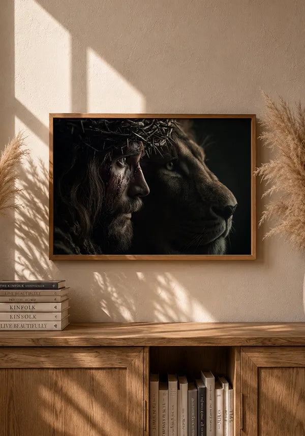 Quadro Jesus e Leão Horizontal