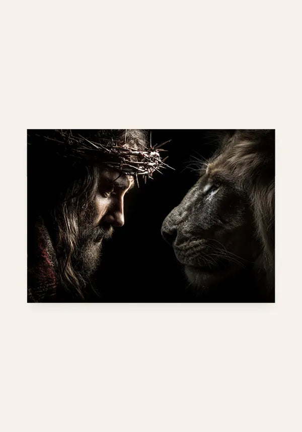 Quadro Leão e Jesus Horizontal