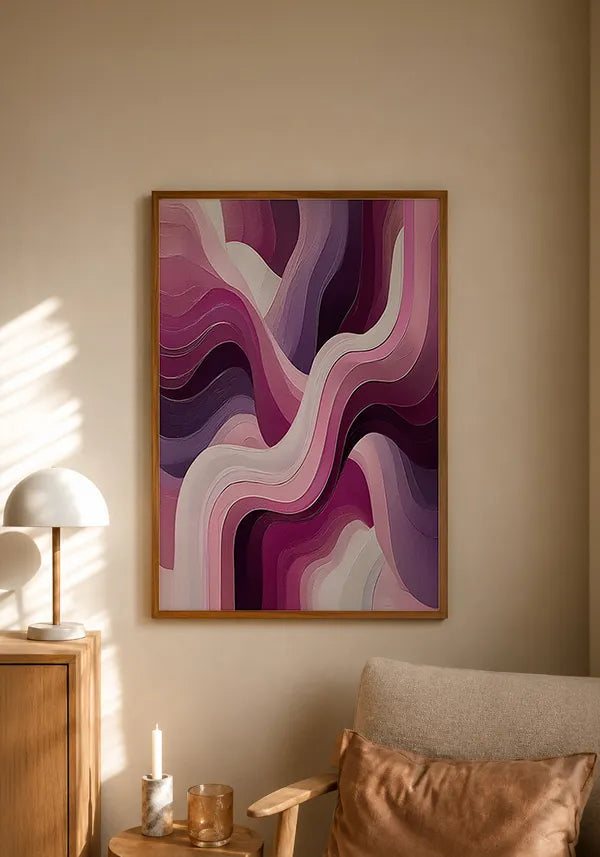 Quadro Abstrato Curvas em Roxo e Lilás