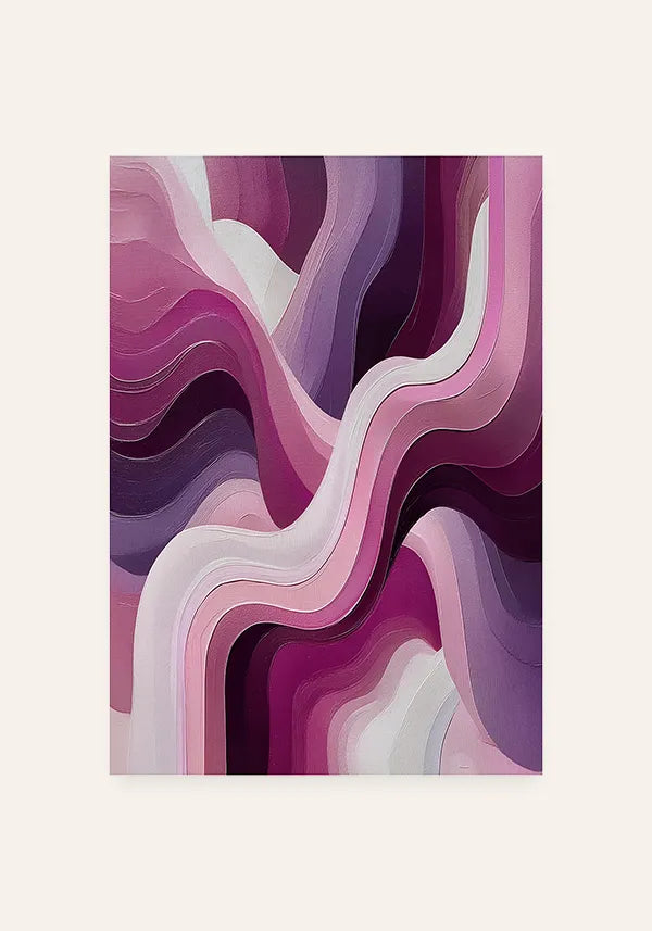 Quadro Abstrato Curvas em Roxo e Lilás