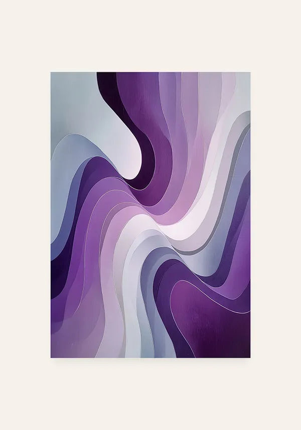 Quadro Abstrato Curvas em Roxo e Branco