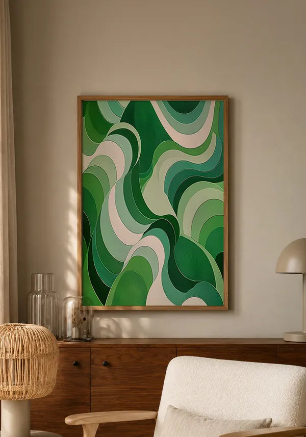 Quadro Abstrato Curvas em Verde