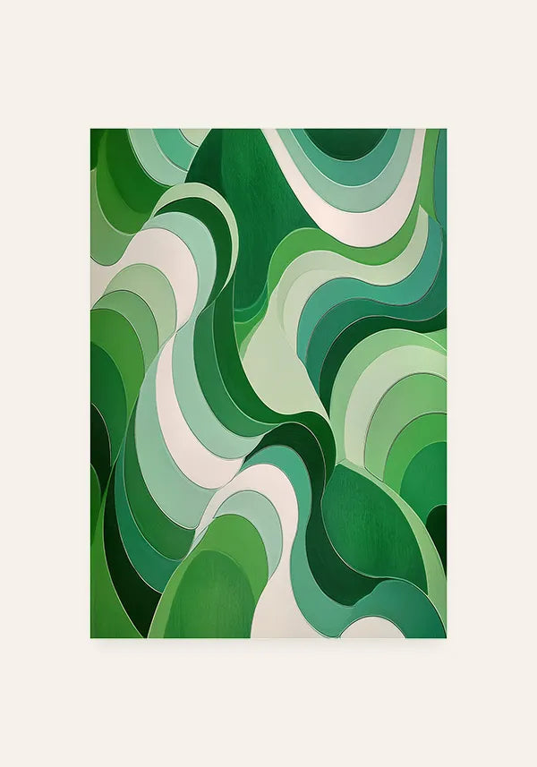 Quadro Abstrato Curvas em Verde