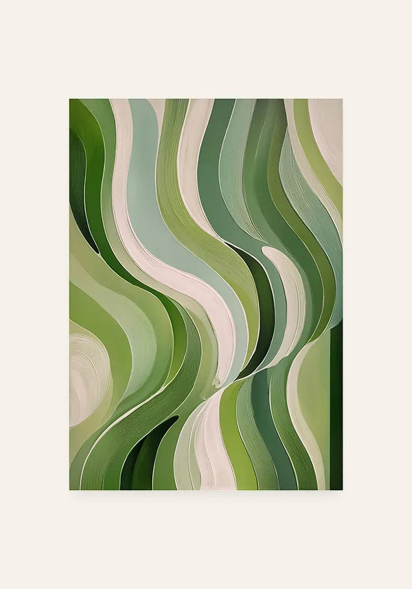 Quadro Abstrato Curvas em Verde Claro