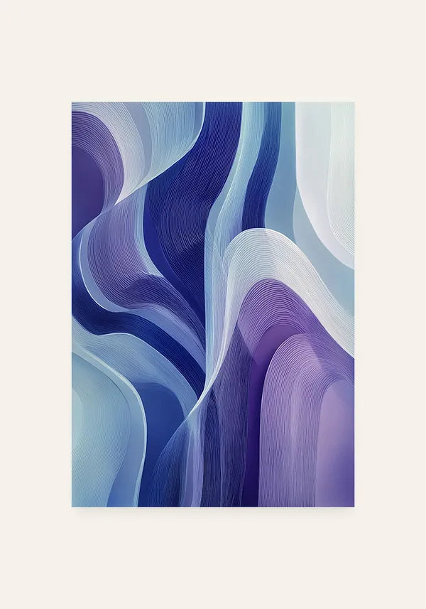 Quadro Abstrato Curvas em Azul e Roxo